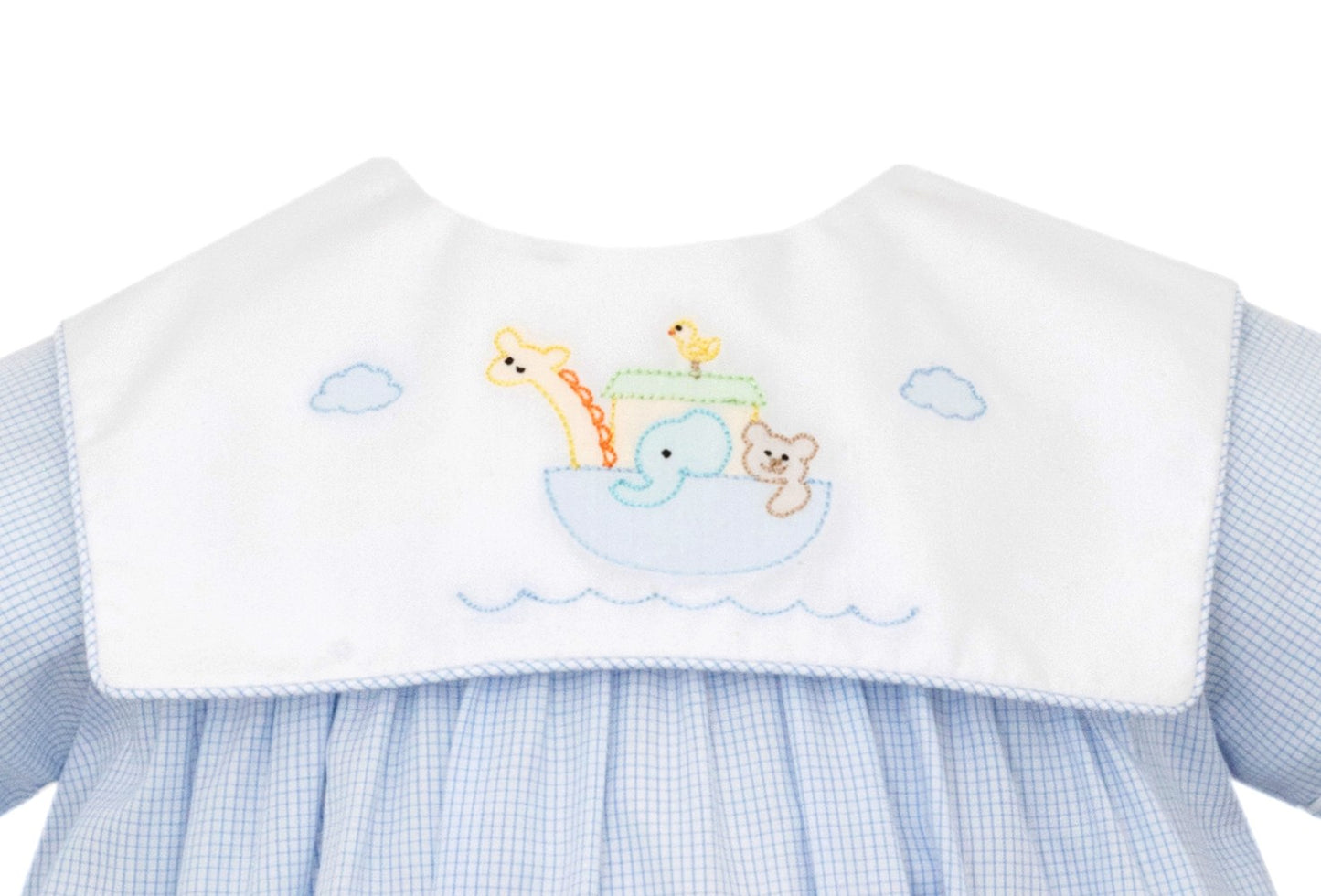 Anavini Baby Boys Blue Check Bubble - Noah's Ark Collar