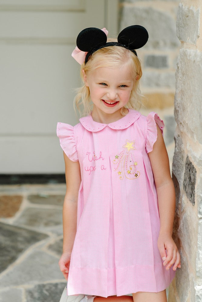 Proper Peony Girls Dress - Pink Gingham - Wish Upon a Star - Flutter Sleeves