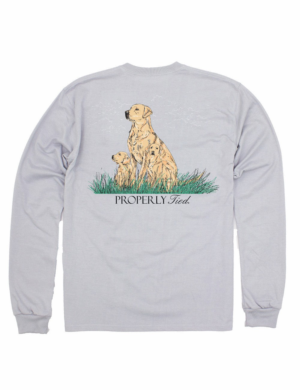 Properly Tied Tee Shirt - Logo Pocket on Front - Back Graphic - Ice Grey Dog Days by Properly Tied
