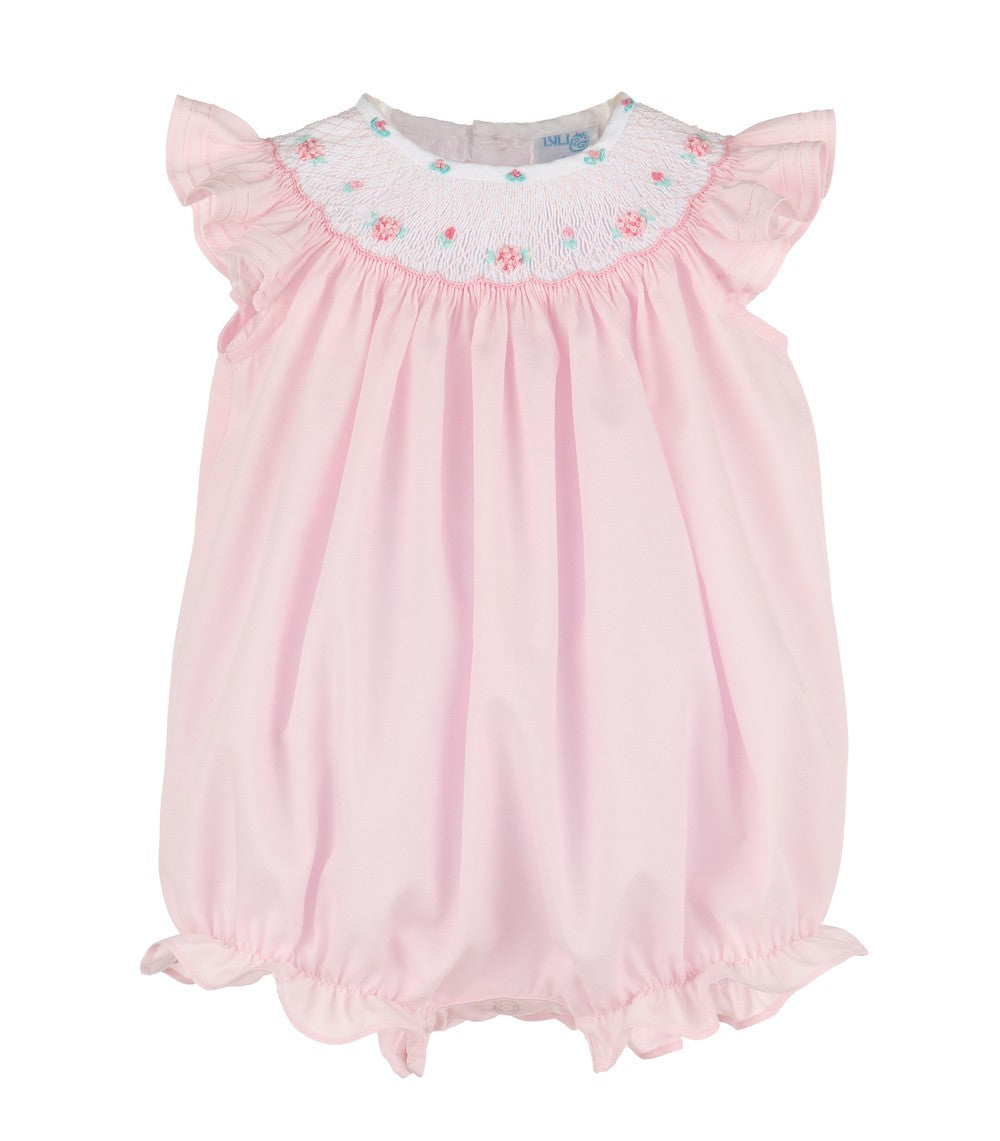 Luli & Me Baby Girls Classic Smocked Bubble - Pink