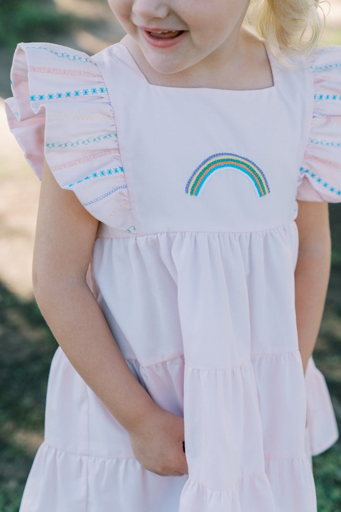 Proper Peony Girls Pink Dorothy Rainbow Sundress