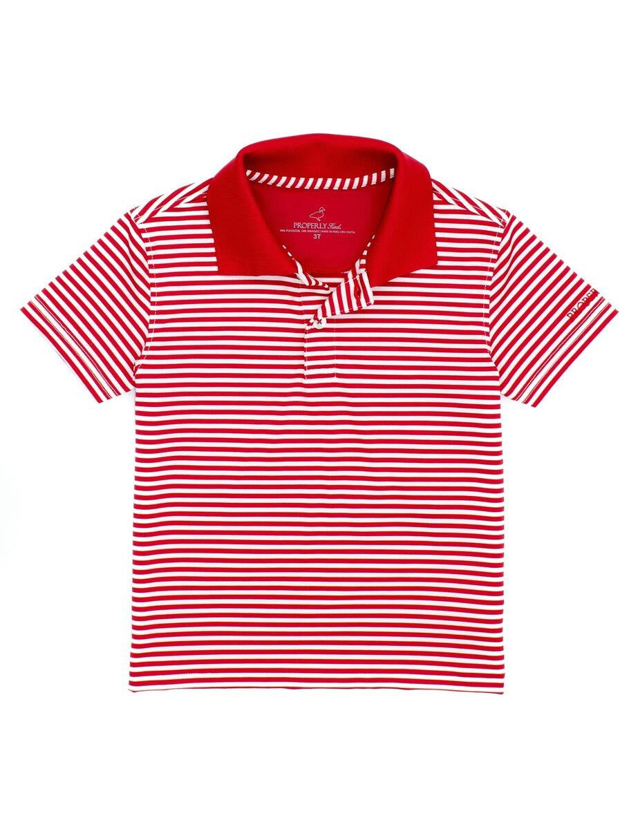 Properly Tied Boys Dallas Polo Shirt - Red & White Stripes by Properly Tied