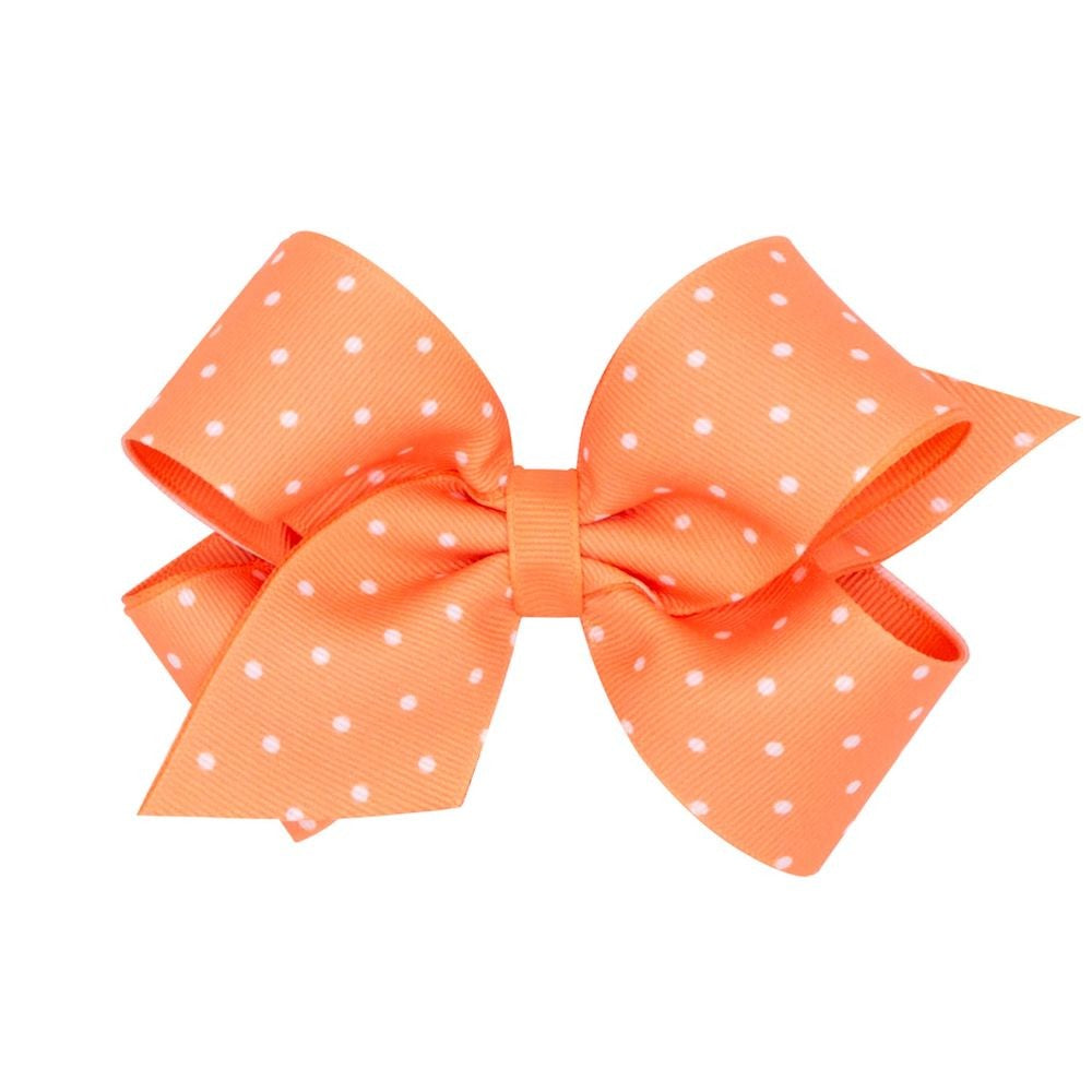 Wee Ones Girls Grosgrain Hair Bow - Tiny Dots - Apricot Orange