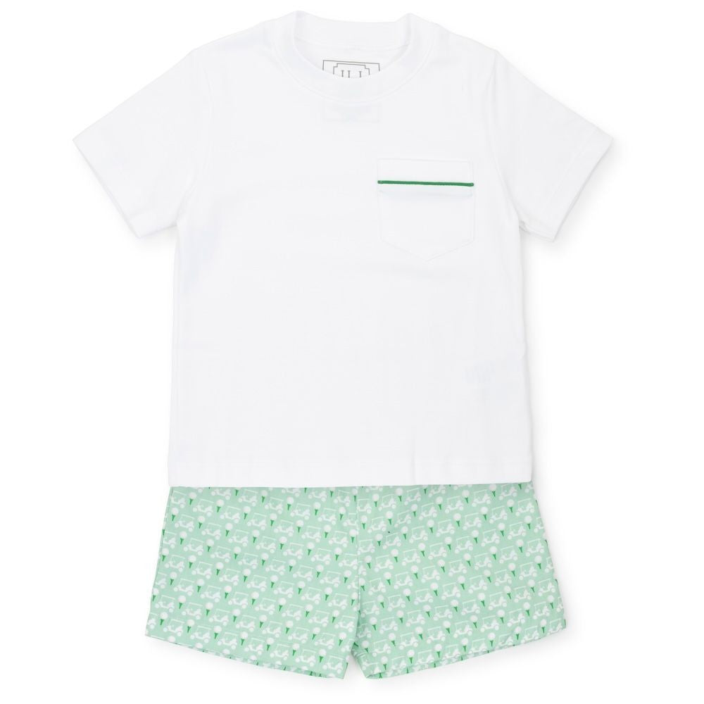 Lila & Hayes Boys Hudson Pima Cotton Shorts Set - Golf Putting Green