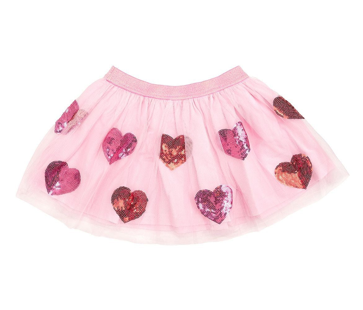 Sweet Wink Girls Valentine's Day Tutu Skirt - Pink with Red Sequin Hearts