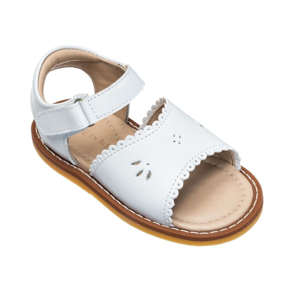 Elephantitio Toddler Girls Shoes - Classic Scallop Sandals - White by Elephantito