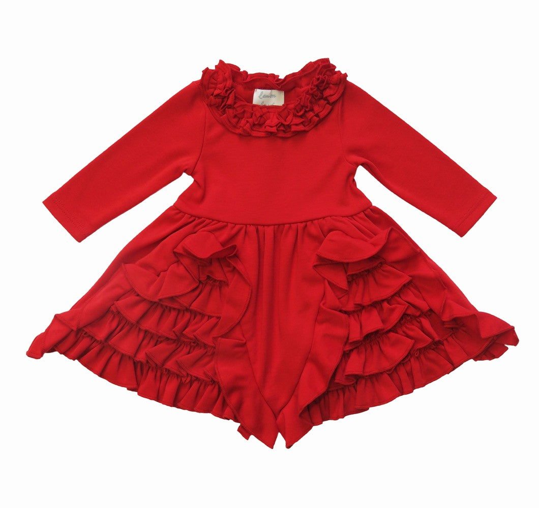 Lemon Loves Lime Baby Girls Zoe Ruffle Dress - True Red by Lemon Loves Lime