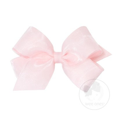 Wee Ones Girls Organza Overlay Hair Bow - Powder Pink