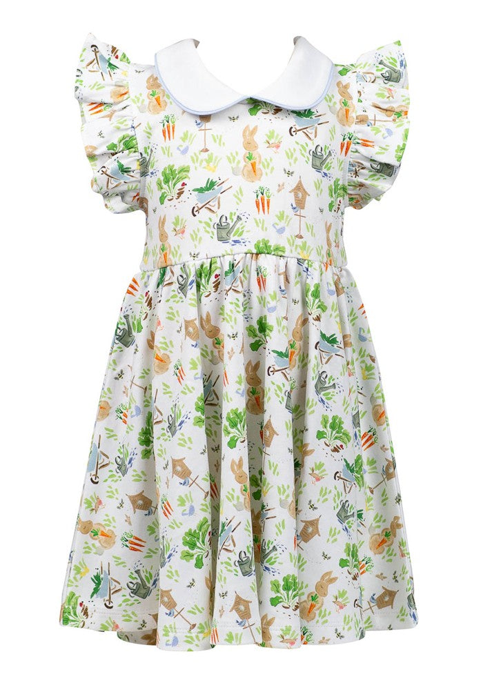 Proper Peony Pima Girls Twirl Dress - Beatrix Easter Bunny