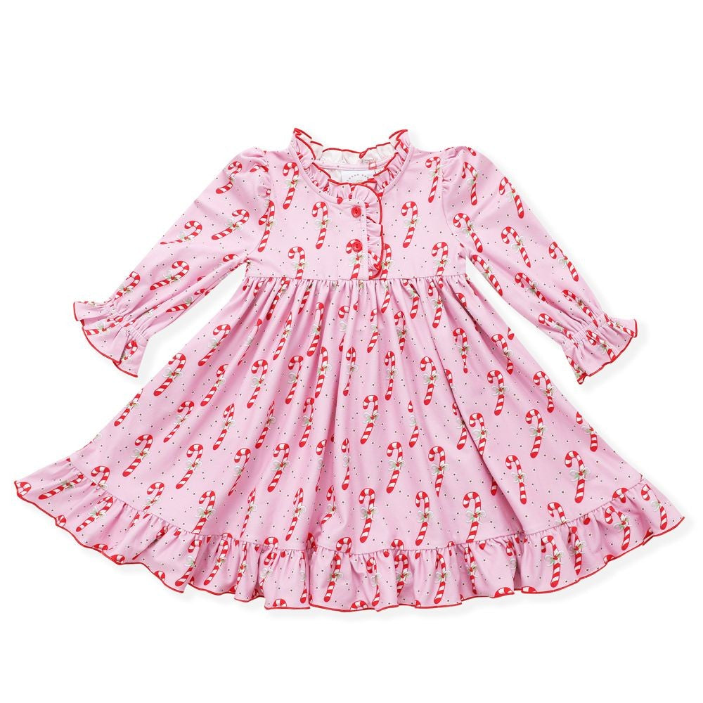 Swoon Baby Girls Butterknit Dress - Pink Candy Canes Print