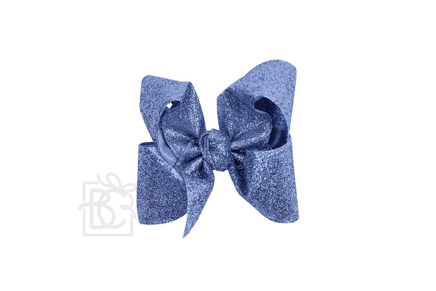 Beyond Creations Girls Hair Bow on Clip - Gum Drop Glitter Metallic Ribbon - Copenhagen Blue