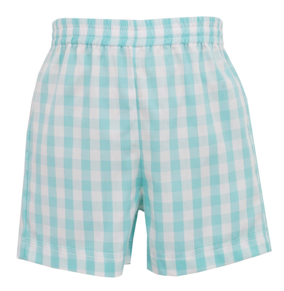 Anavini Boys Pull On Shorts - Mint Green Checks
