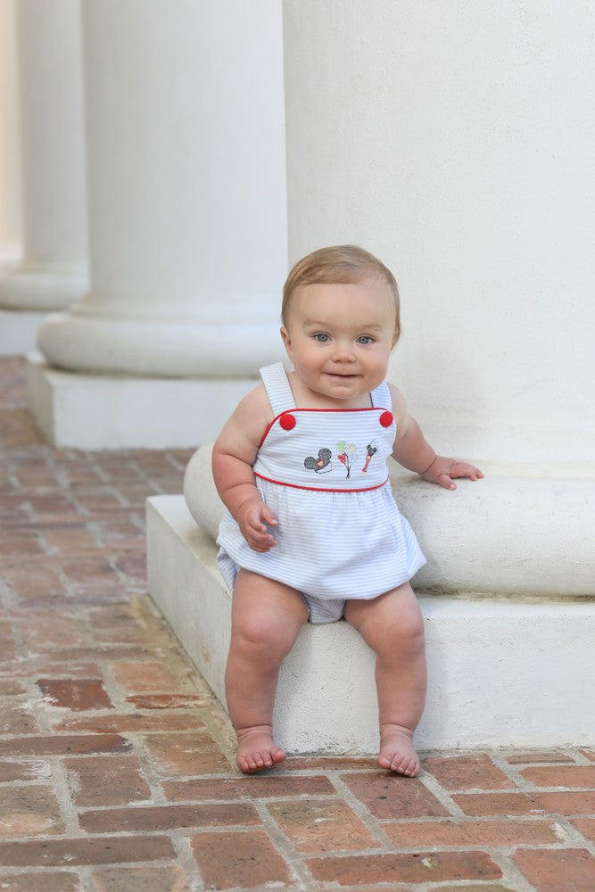 Trotter Street Kids Baby Boys Blue Mouse Embroidery Sunsuit by Trotter Street Kids