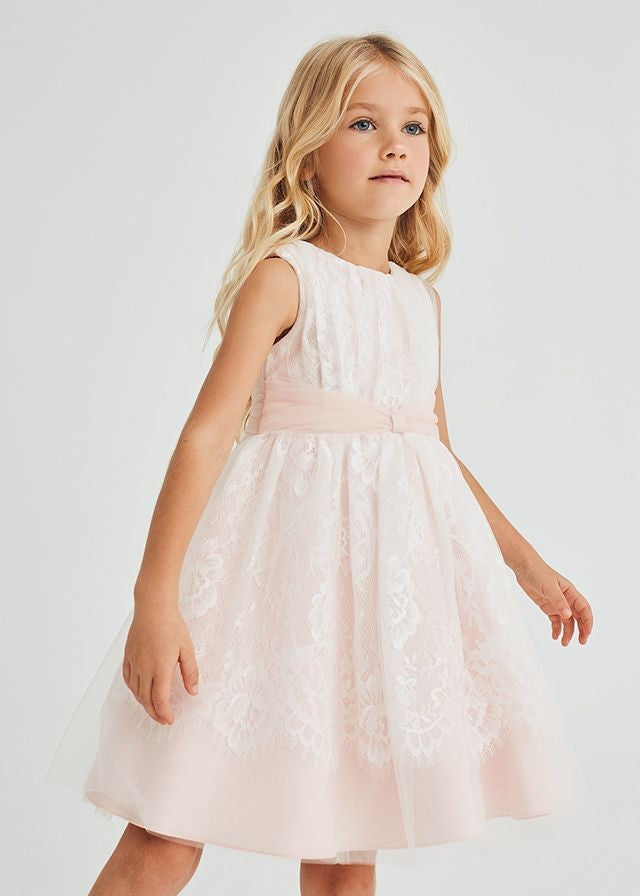 Abel & Lula Girls Peony Pink Lace Sleeveless Dress