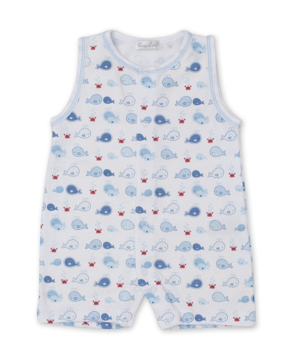Kissy Kissy Baby Boys Blue Whale Watch Sleeveless Playsuit by Kissy Kissy