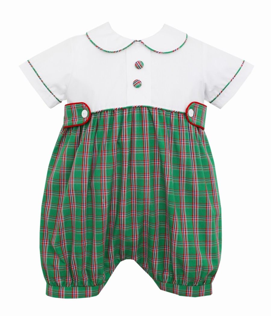 Claire & Charlie Baby Boys Green Holiday Plaid Bubble by Claire & Charlie