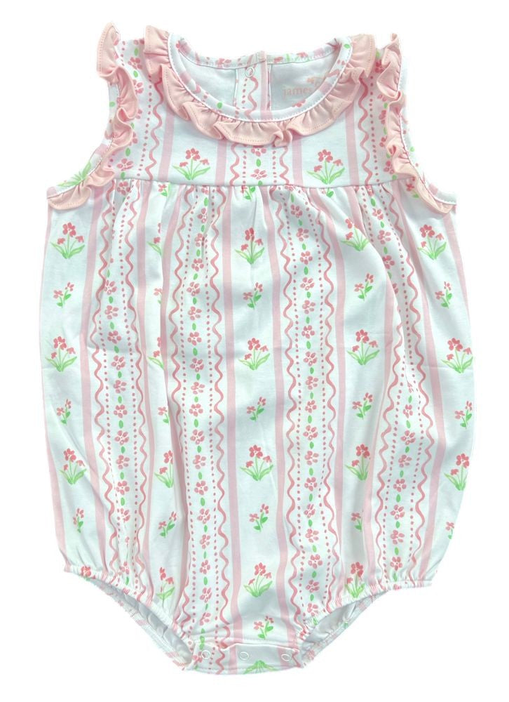 James & Lottie Baby Girls Rosie Bubble - Pink Floral Scallop