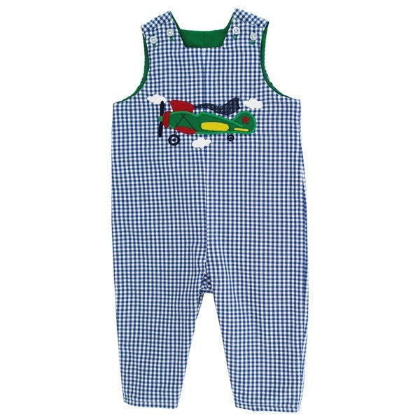 Bailey Boys Reversible Longall - Blue with Airplane - Green with Christmas Truck