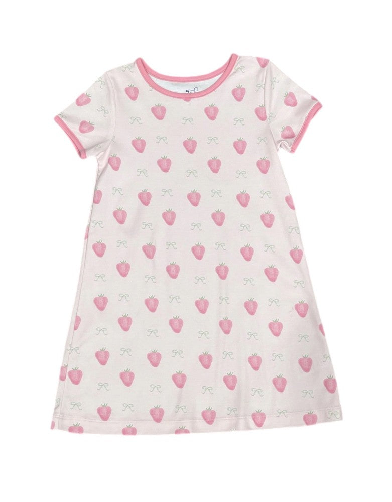 James & Lottie Girls Pima Knit Play Dress - Strawberry