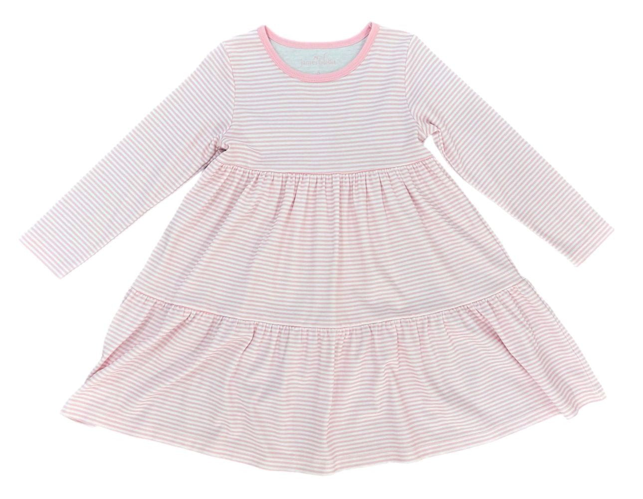 James & Lottie Girls Brynn Knit Dress - Light Pink Stripes