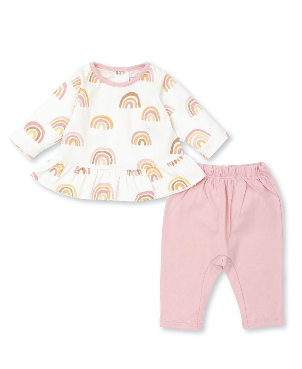 Kissy Kissy Love Baby Girls Pink Under the Rainbow Pants Set
