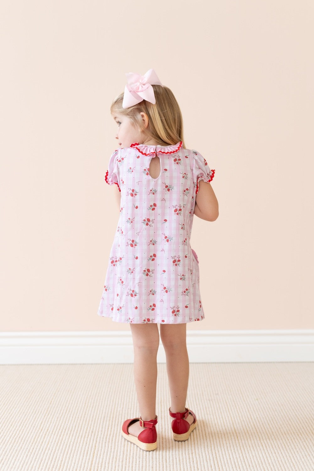 La Boutique by Dondolo Girls Pink Dress - Juliet Valentine Heart Pockets
