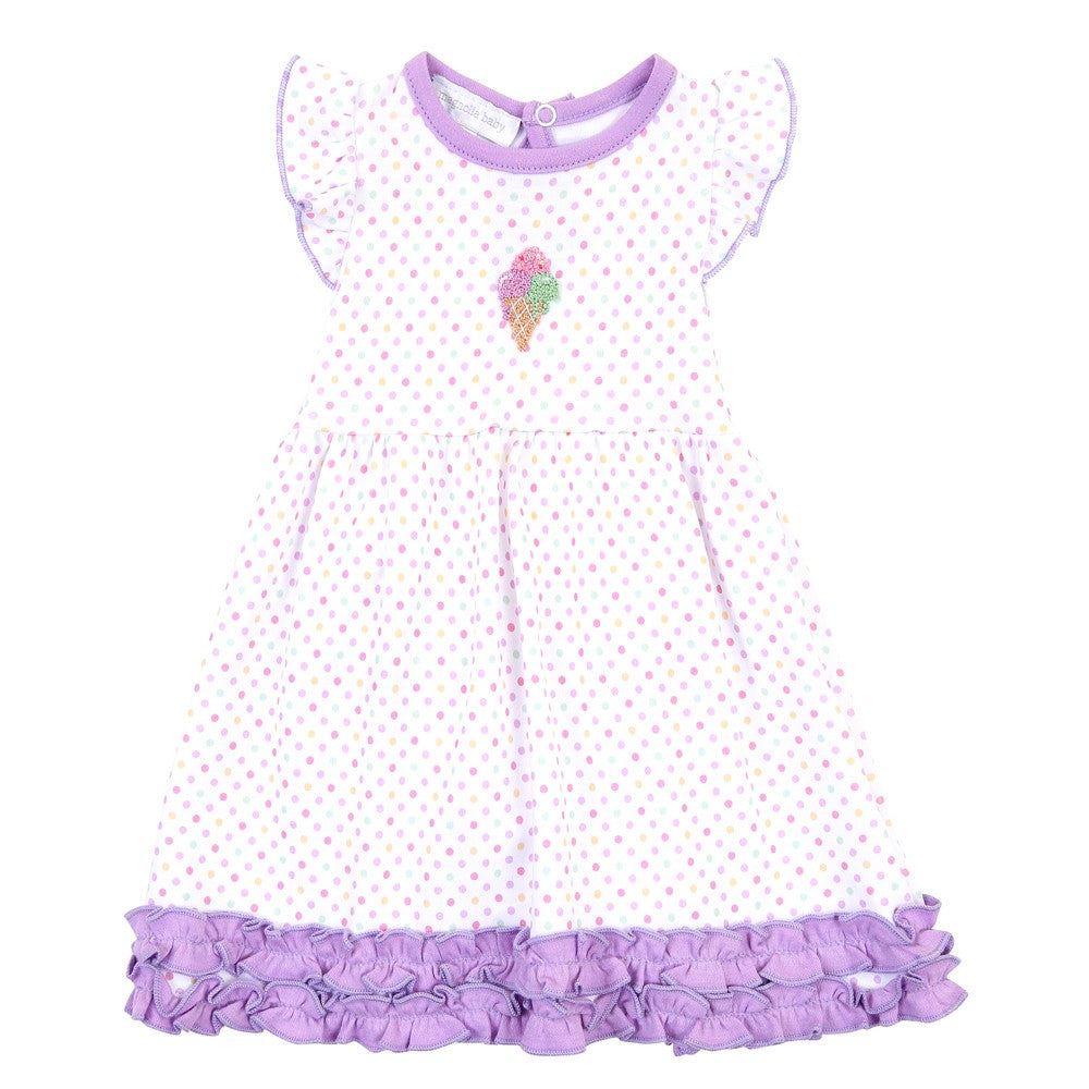 Magnolia Baby Girls Purple Tiny Ice Cream Ruffle Dress Set