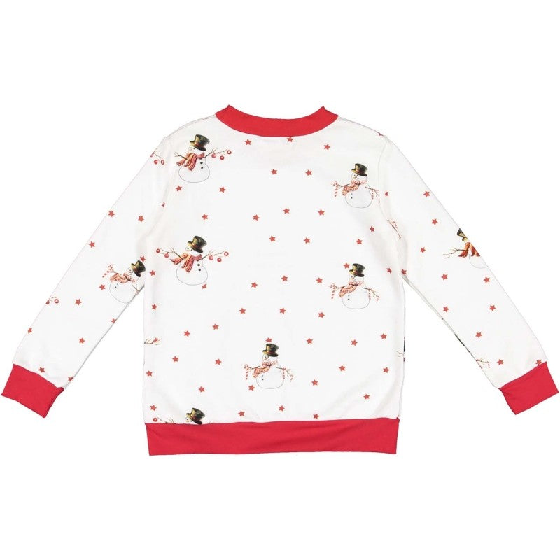 Sal & Pimenta Girls / Boys Sweatshirt - Red Holiday Snowman by Sal & Pimenta