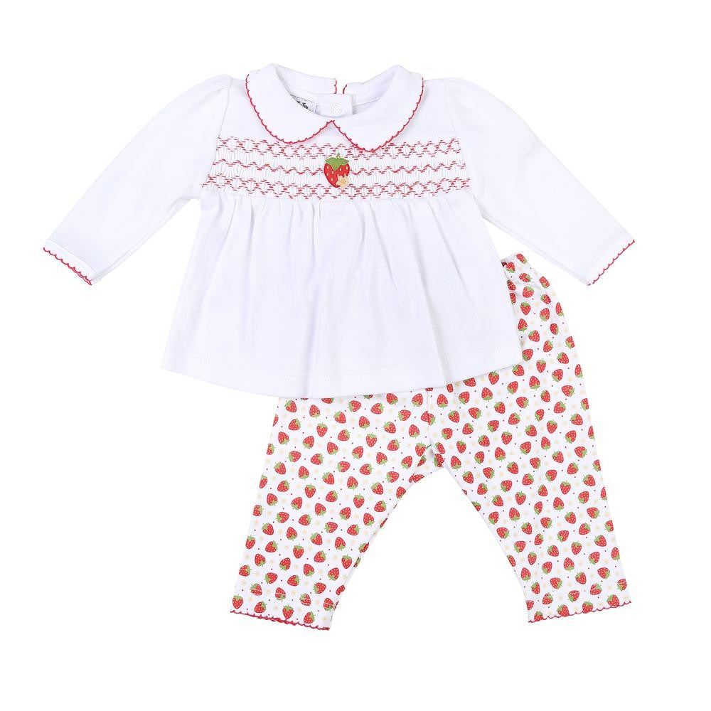 Magnolia Baby Girls Fresh Strawberries Smocked Printed Pant Set by Magnolia Baby