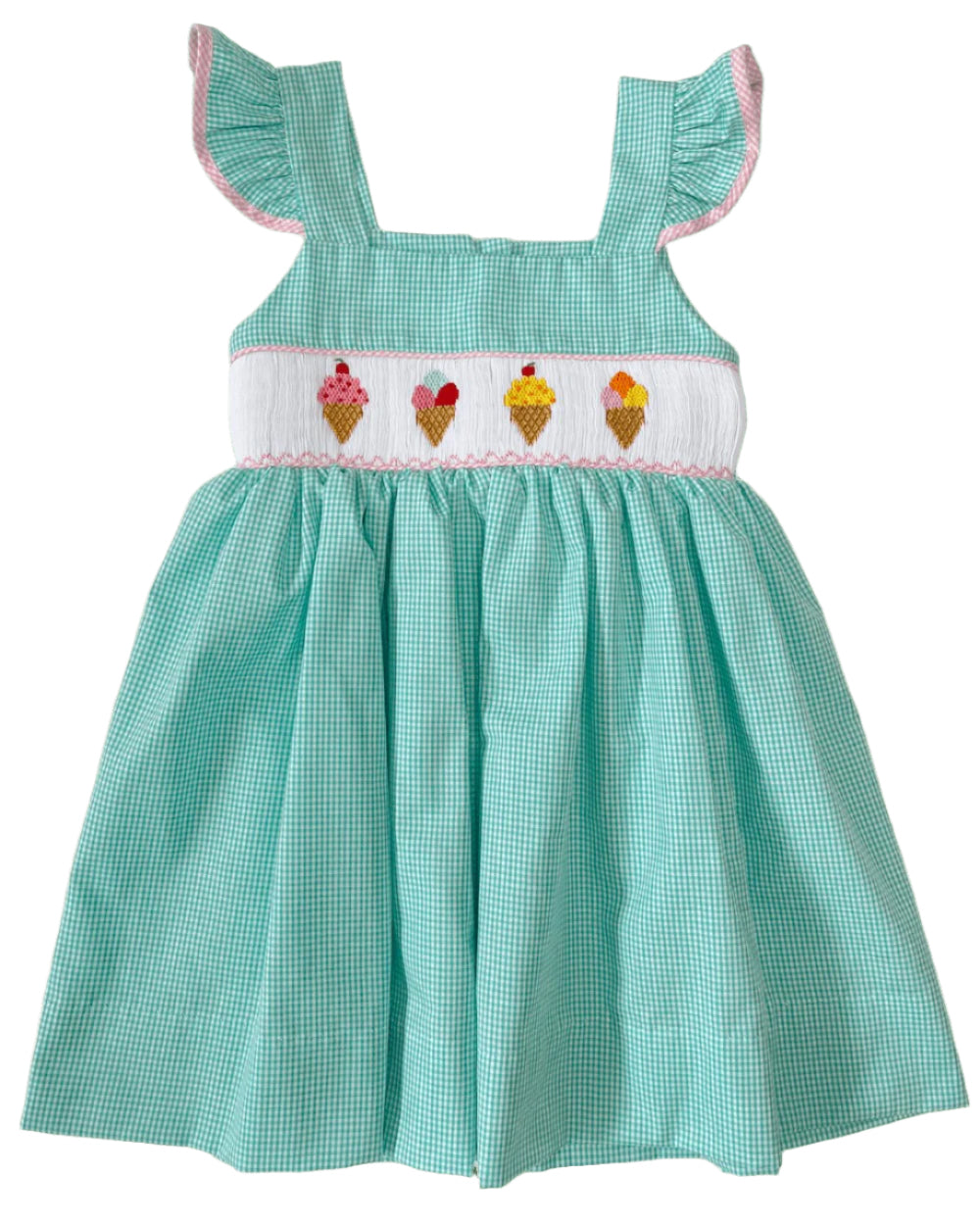 LuLu BeBe Girls Jackie Mint Green Smocked Ice Cream Cones Sun Dress by LuLu BeBe