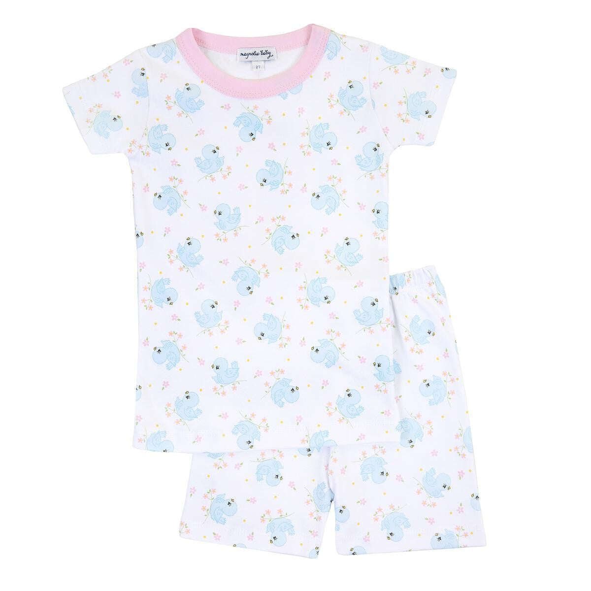 Magnolia Baby Little Girls Vintage Blue Bird Short Pajamas