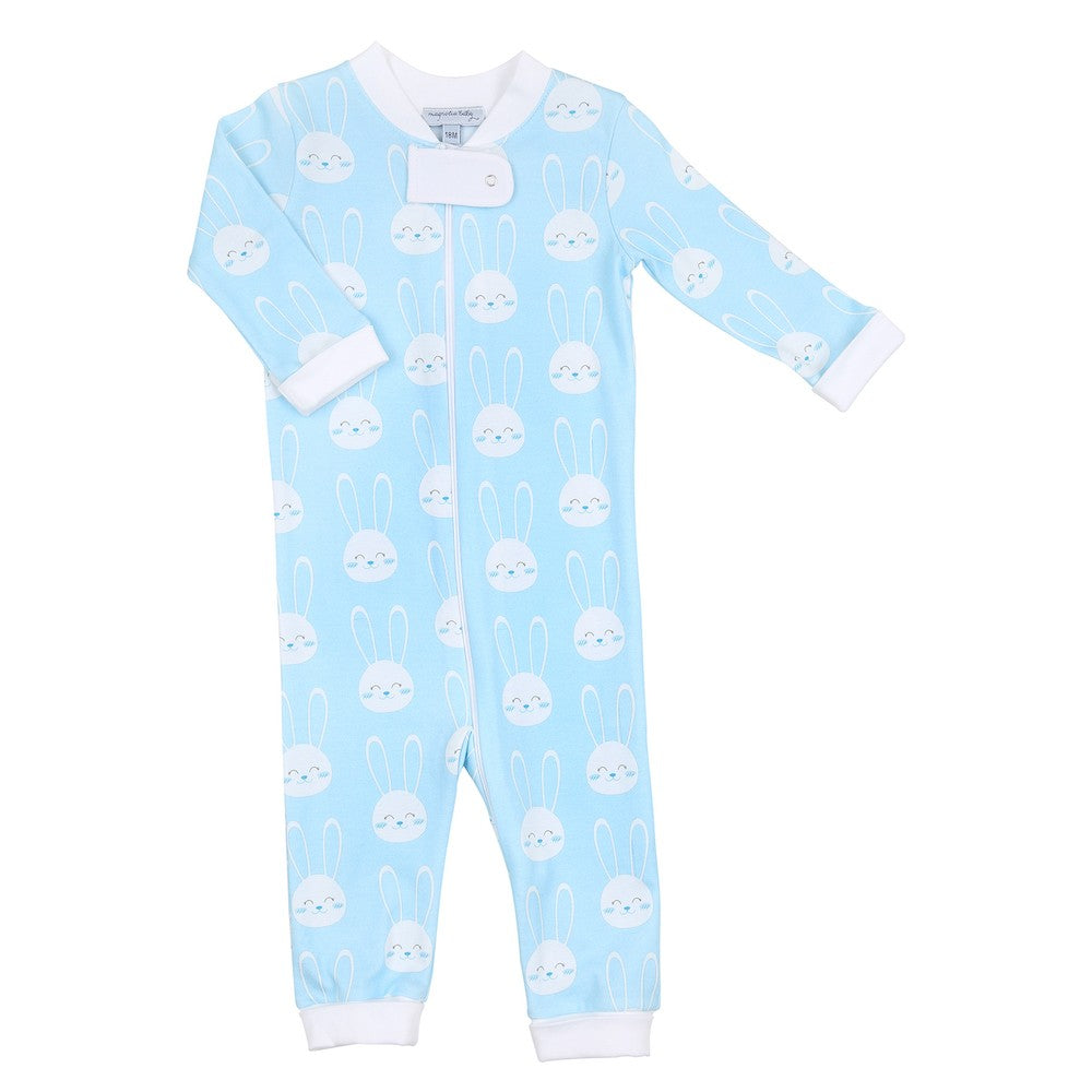 Magnolia Baby All Ears Easter Bunny Zipped Pajamas - Blue by Magnolia Baby
