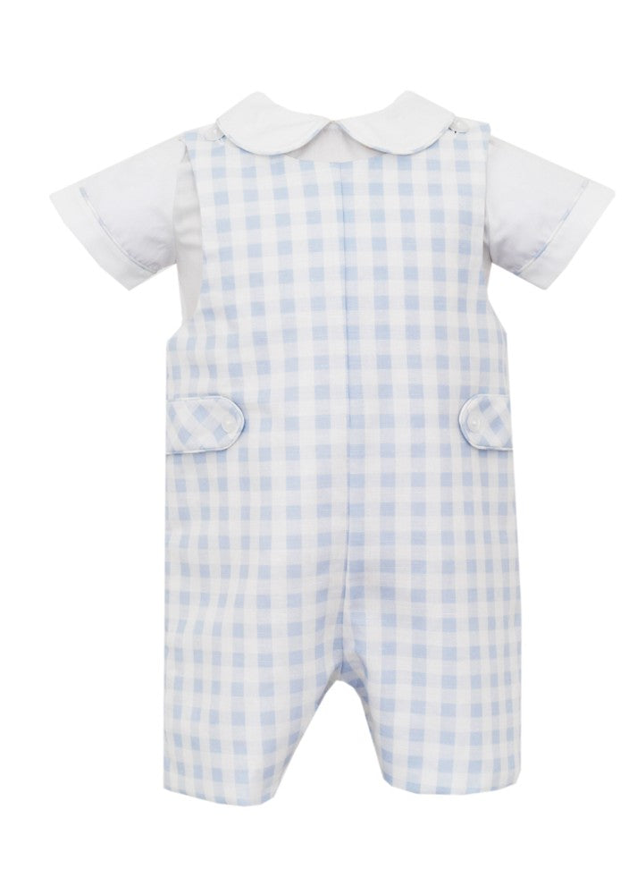 Claire & Charlie Boys Blue Check Shortall with Shirt