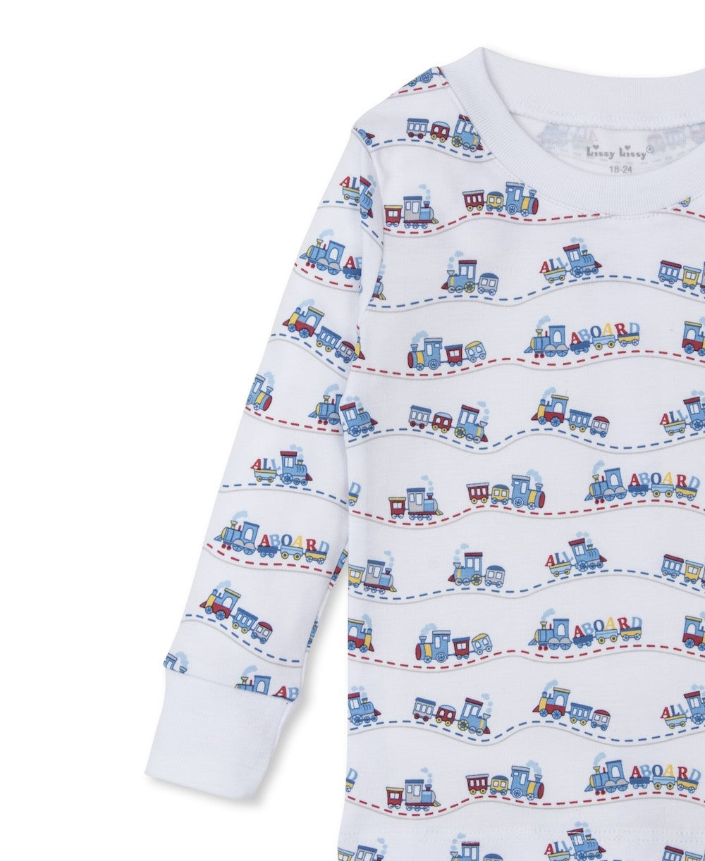 Kissy Kissy Boys Navy Blue Rambling Train Railroad Print Pajamas
