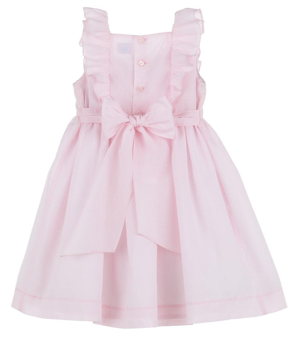 Luli & Me Girls Square Neck Smocked Ruffles Dress - Pink