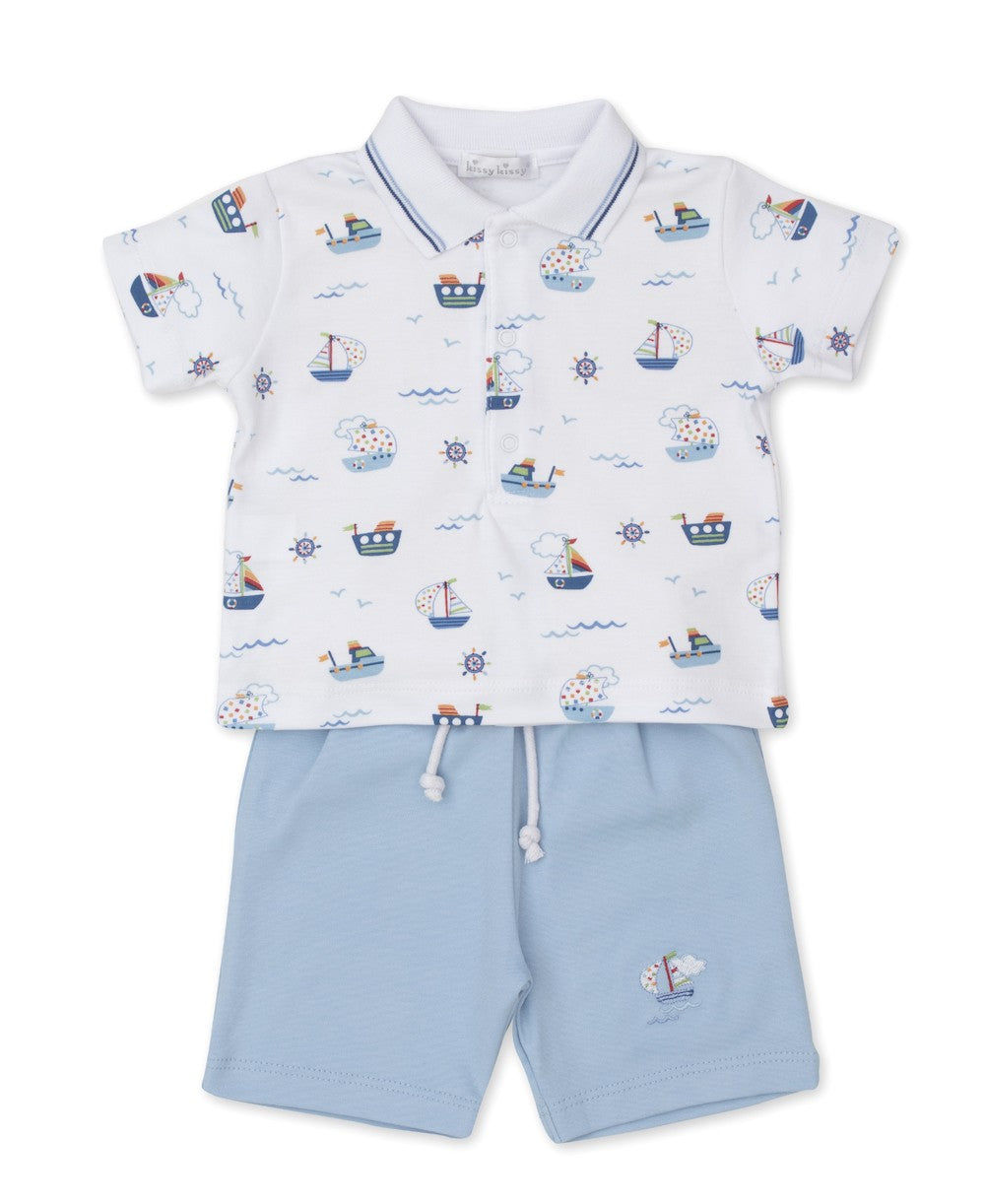 Kissy Kissy Baby / Toddler Boys Blue Boats at Sea Shorts Set