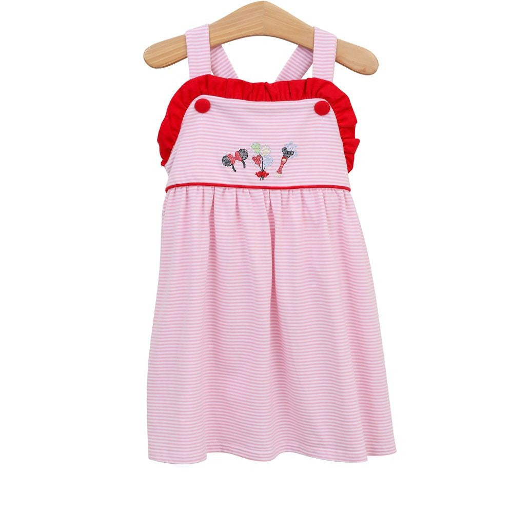 Trotter Street Kids Girls Pink Mouse Embroidery Dress