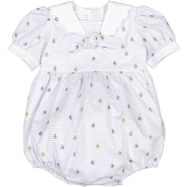Sal & Pimenta Girls Bubble - Nautical Print with Sailor Collar