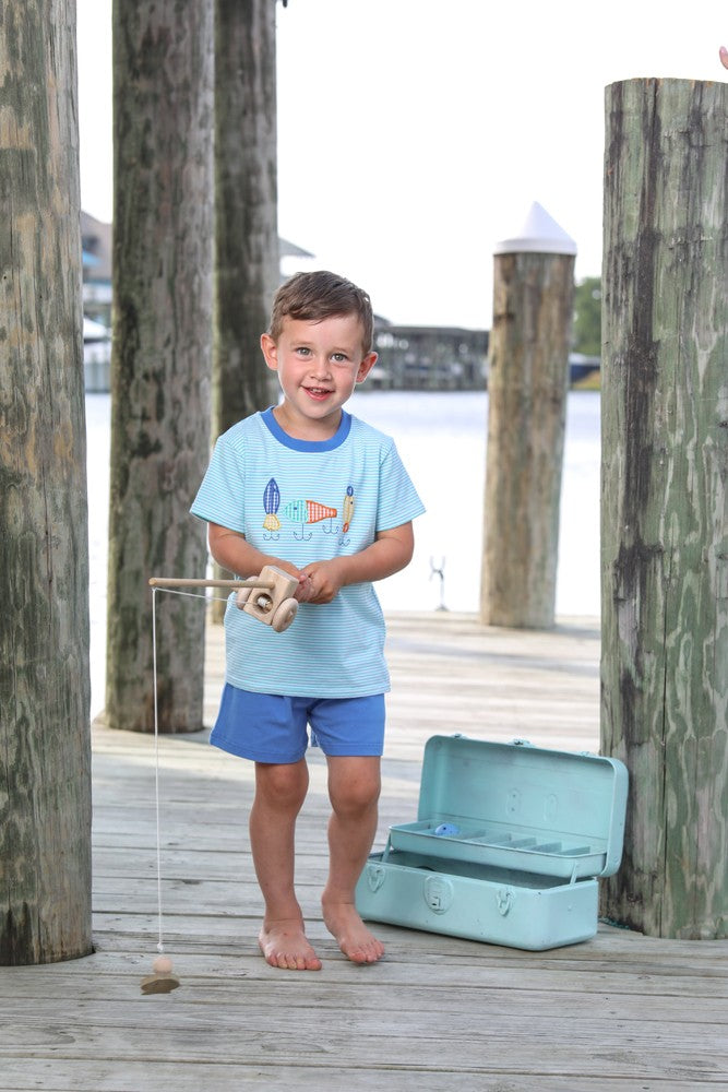 Trotter Street Kids Boys Blue Fishing Lures Shorts Set