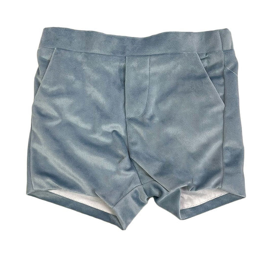 Luli & Me Boys Dressy Velvet Shorts - French Blue