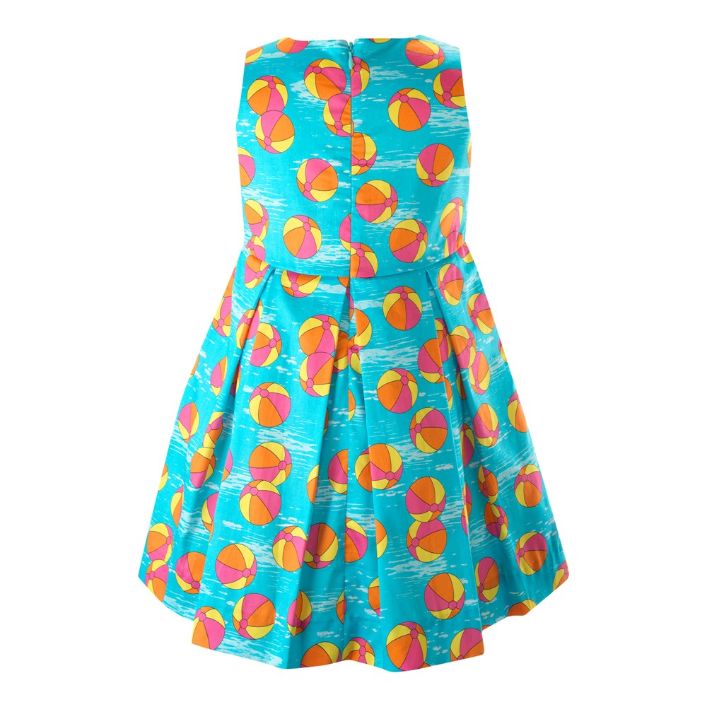 Rachel Riley London Girls Pleated Sundress - Pool Play Beach Balls - Pink Bows by Rachel Riley