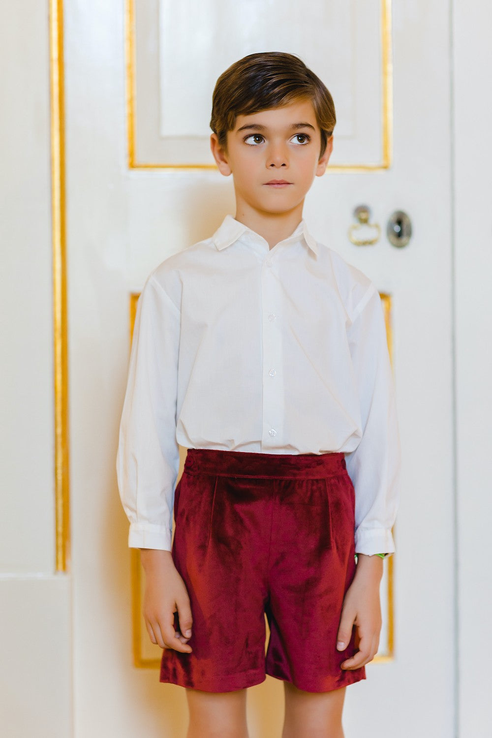 Sal & Pimenta Boys Dressy Shorts - Holiday Velvet - Burgundy