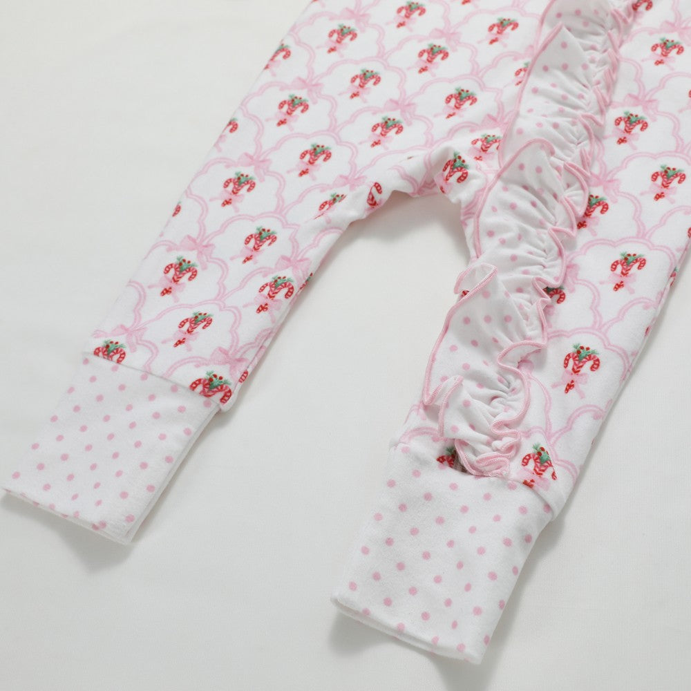 Swoon Baby Girls Butterknit Zip Up Romper - Pink Candy Cane Trellis by Swoon Baby