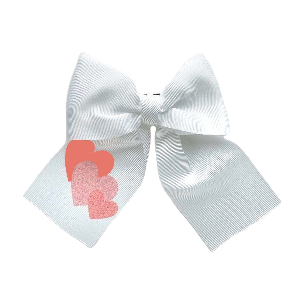 Eva's House Girls Grosgrain Sailor Hair Bow - White with Valentines Hearts