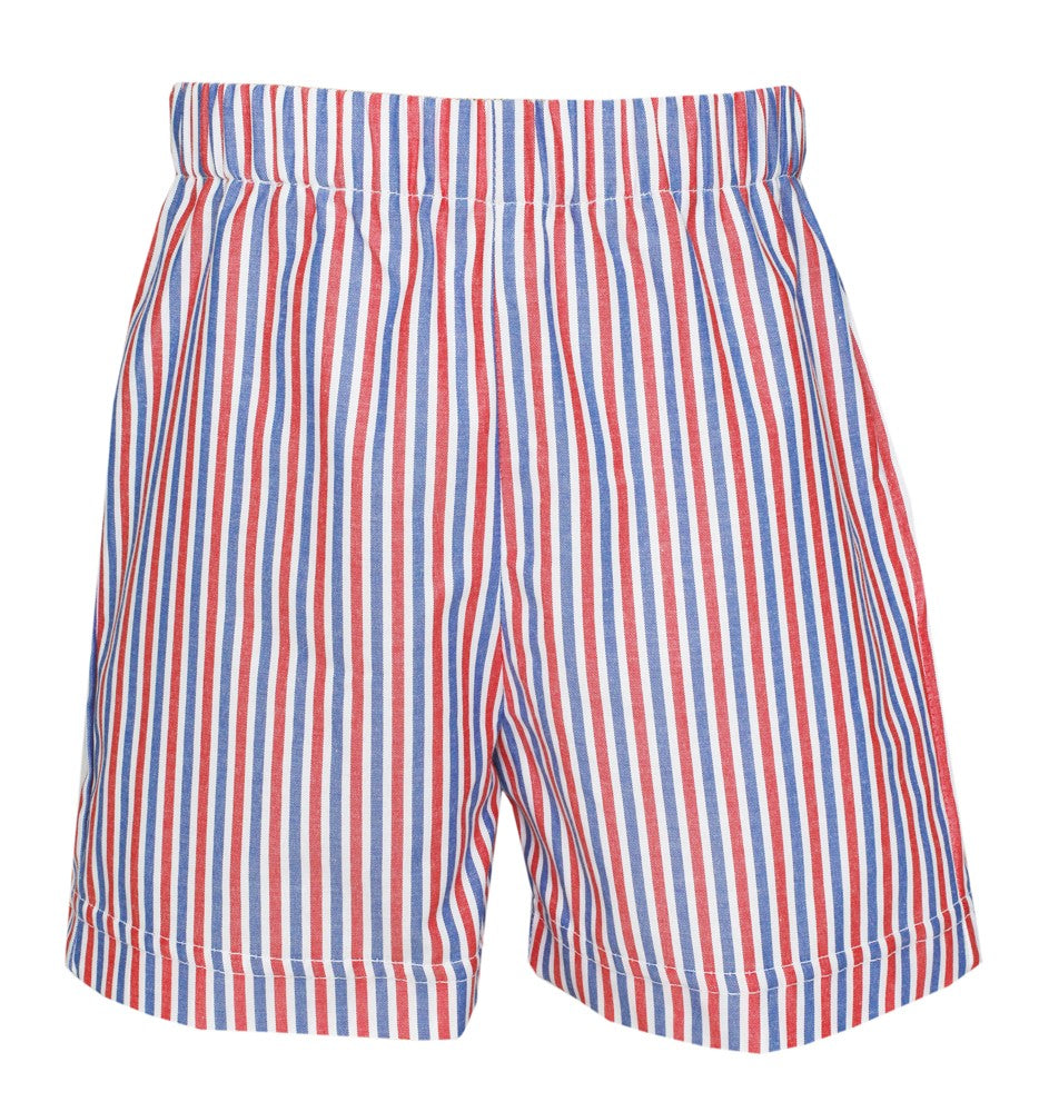 Anavini Boys Pull On Shorts - Red / Blue Stripes by Anavini