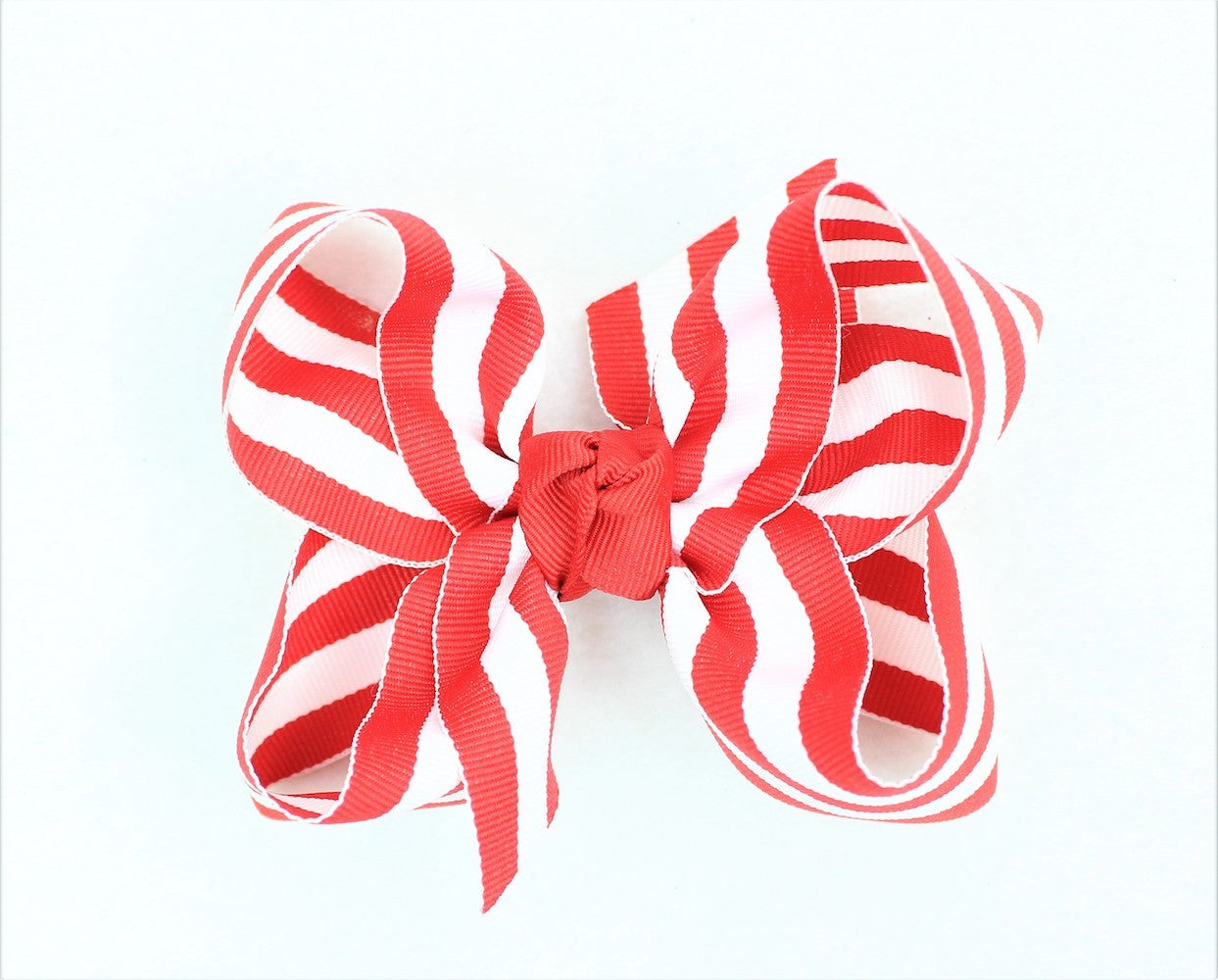 Beyond Creations Girls Double Knot Bow on Clip - Stripes - Red