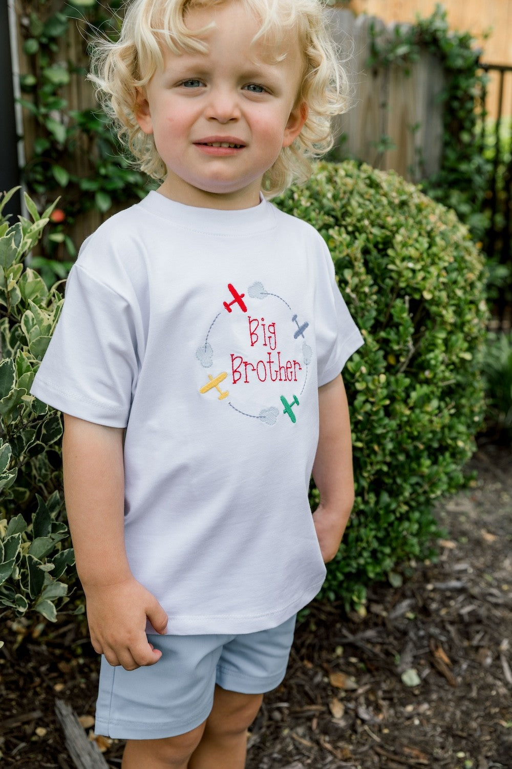 Bailey Boys Toddler Boys White Big Brother Shirt - Circle of Planes by Bailey Boys