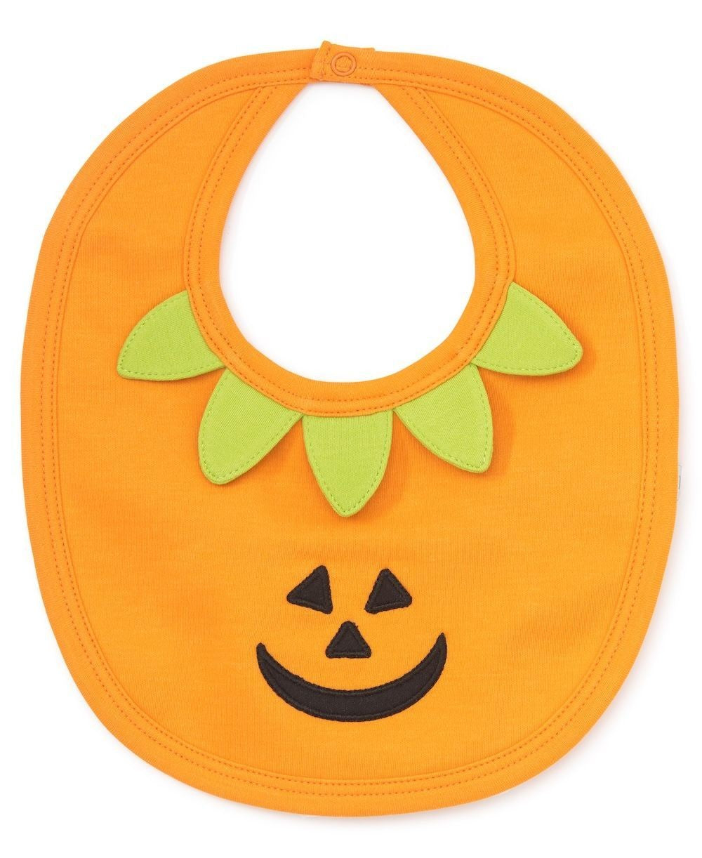 Kissy Kissy Baby Bib - Orange Halloween Pumpkin Jack O'Lantern