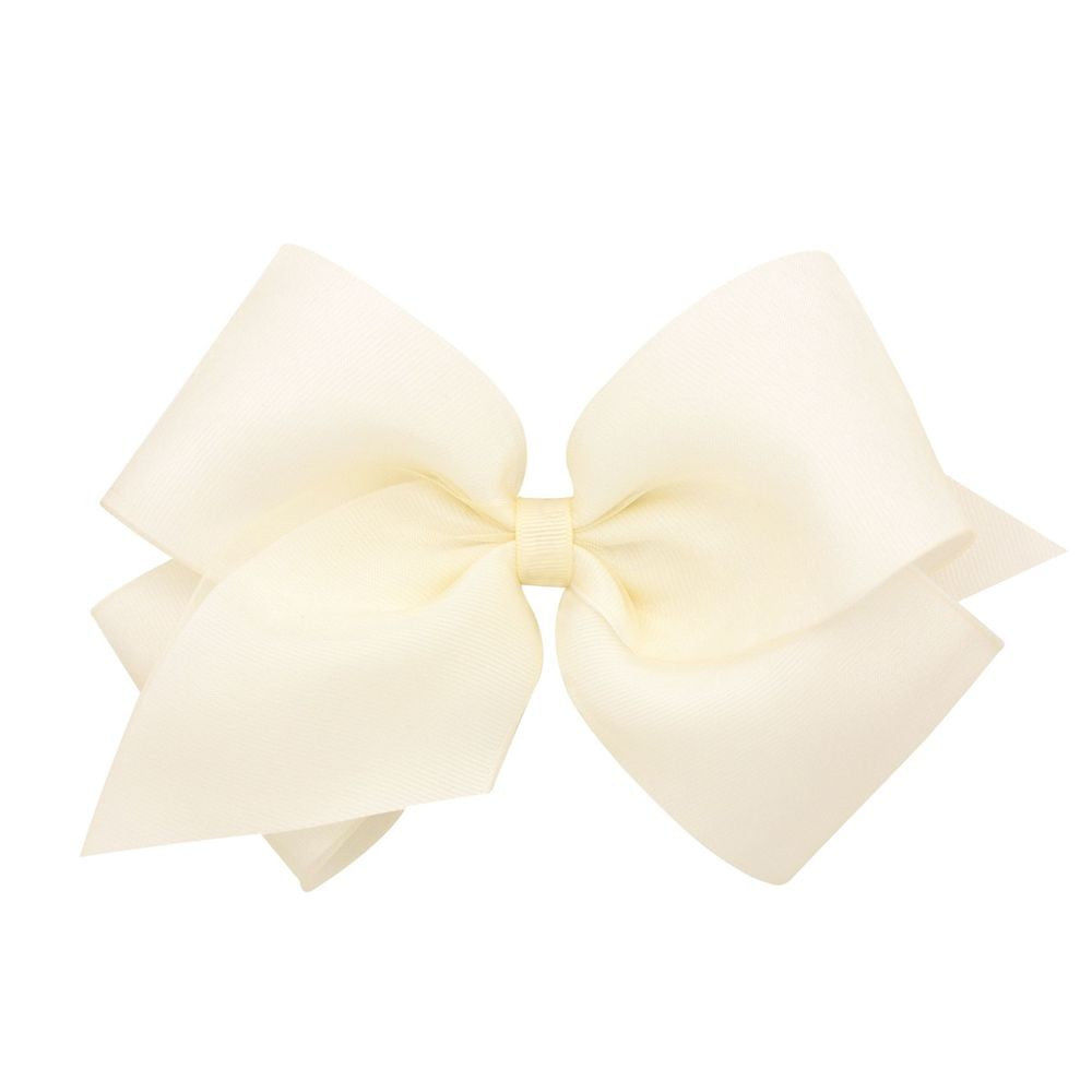 Wee Ones Girls Dressy Bow - Grosgrain & Organza Overlay - Off White Ivory