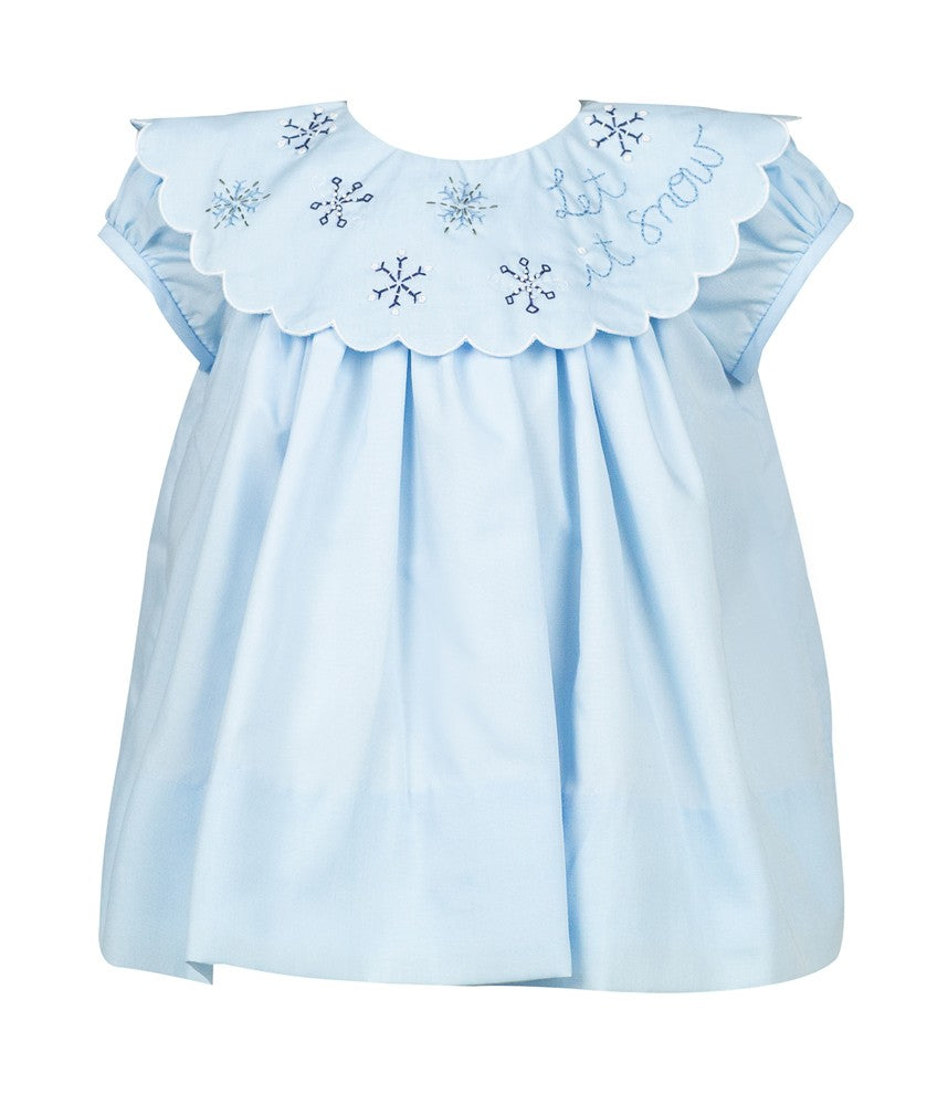 Proper Peony Girls Dress - Blue Let It Snow